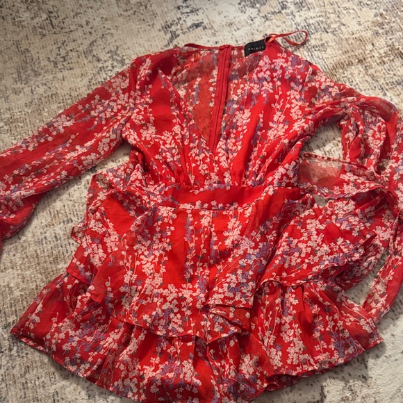 ANIMARI Red Floral Ruffle Romper - Picture 3 of 7